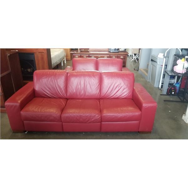 RED LEATHER NATUZZI SOFA  AND LOVE SEAT