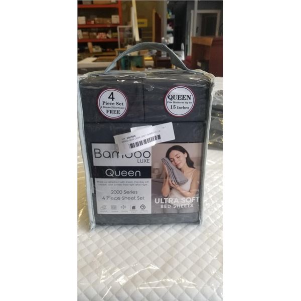 BRAND NEW DARK GREY BAMBOO LUX ULTRA SOFT QUEENSIZE SHEET SET - COOLING AND HEALTHCARE APPROVED - EX
