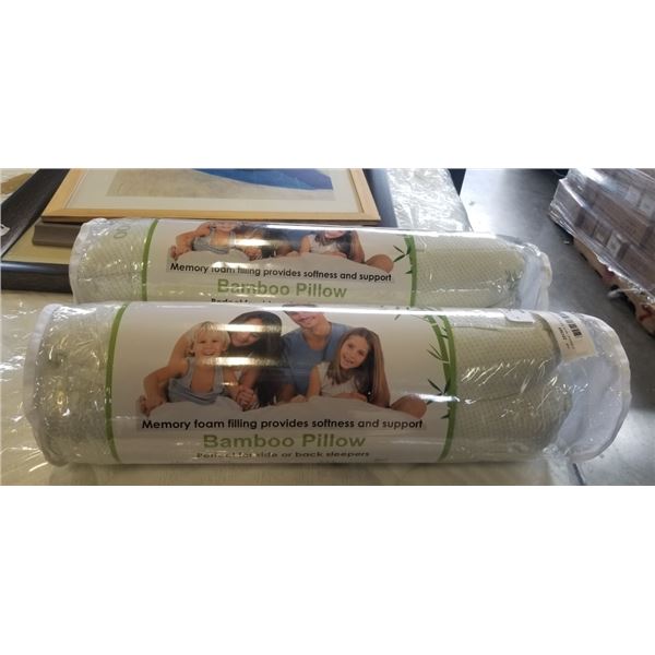 2 BRAND NEW BAMBOO MEMORY FOAM PILLOW - HYPOALLERGENIC, BREATHABLE, AND MACHINE WASHABLE