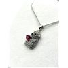 Image 1 : STERLING SILVER RUBY (0.56CT) AND WHITE SAPPHIRE (0.85CT) BEAR PENDANT WITH STERLING SILVER CHAIN W/