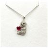 Image 3 : STERLING SILVER RUBY (0.56CT) AND WHITE SAPPHIRE (0.85CT) BEAR PENDANT WITH STERLING SILVER CHAIN W/