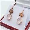 Image 2 : ROSE GOLD PLATED STERLING SILVER NATURAL ROSE QUARTZ EARRINGS, RETAIL $550.00.