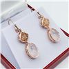 Image 3 : ROSE GOLD PLATED STERLING SILVER NATURAL ROSE QUARTZ EARRINGS, RETAIL $550.00.