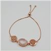 Image 1 : ROSE GOLD PLATED STERLING SILVER NATURAL ROSE QUARTZ BRACELET, RETAIL $500.00.