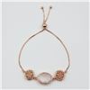 Image 3 : ROSE GOLD PLATED STERLING SILVER NATURAL ROSE QUARTZ BRACELET, RETAIL $500.00.