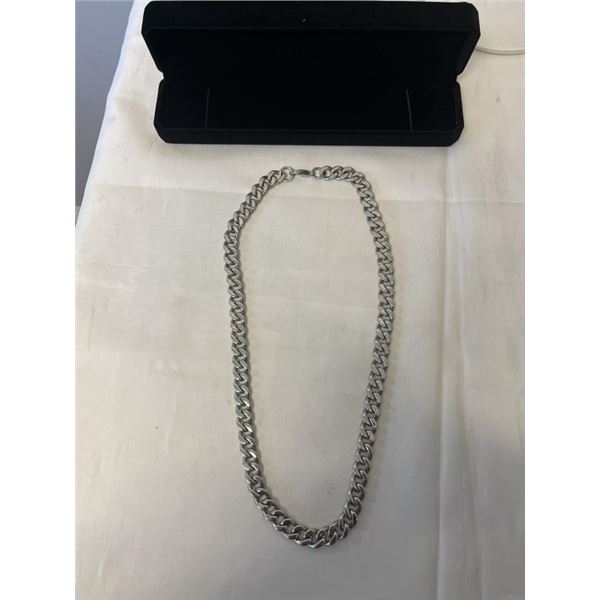 NEW PLATINUM PLATED 11.0MM CUBAN LINK NECKLACE, 23.5" LONG