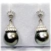 Image 1 : STERLING SILVER SOUTH SEA PEARL 13.3MM X 13.4MM WITH CZ (1.20CT) DROP STYLE EARRINGS, W/A $875.00.