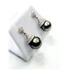 Image 2 : STERLING SILVER SOUTH SEA PEARL 13.3MM X 13.4MM WITH CZ (1.20CT) DROP STYLE EARRINGS, W/A $875.00.