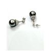 Image 4 : STERLING SILVER SOUTH SEA PEARL 13.3MM X 13.4MM WITH CZ (1.20CT) DROP STYLE EARRINGS, W/A $875.00.