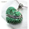 Image 2 : STERLING SILVER NATURAL EMERALD AND CZ HEART SHAPE PENDANT WITH STERLING SILVER CHAIN, RETAIL $600.0