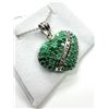 Image 3 : STERLING SILVER NATURAL EMERALD AND CZ HEART SHAPE PENDANT WITH STERLING SILVER CHAIN, RETAIL $600.0