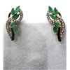 Image 1 : GOLD PLATED STERLING SILVER NATURAL EMERALD (0.82CT) WITH WHITE TOPAZ EARRINGS, W/A $1000.00. EMERAL