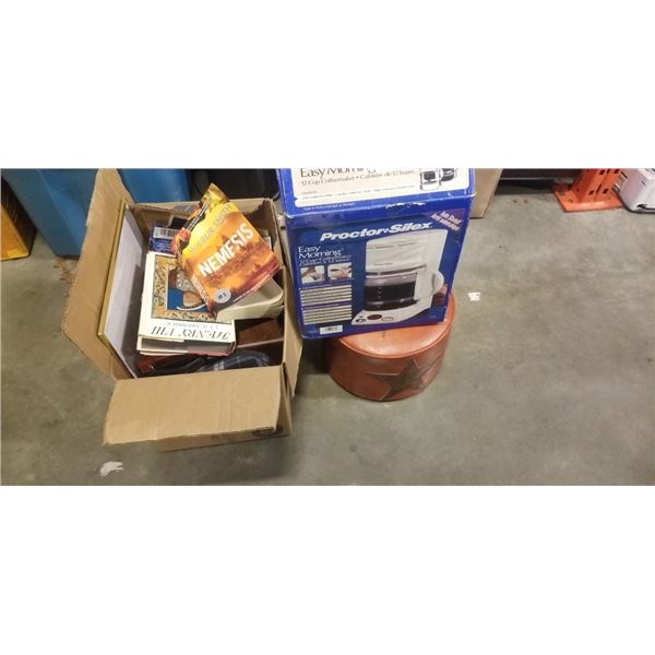 BOX OF ESTATE GOODS AND COFFEE MACHINE