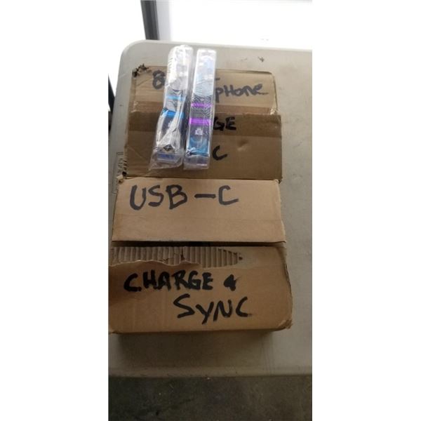 2 BOXES OF NEW LIGHTNING AND TYPE C CHARGE CABLES