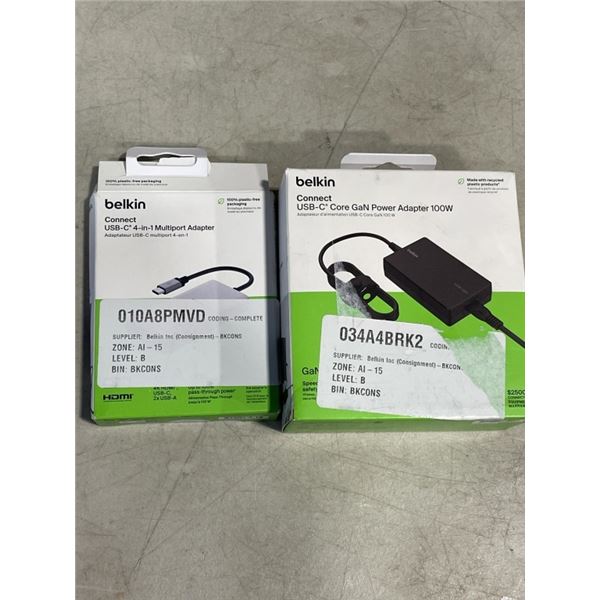 BELKIN CONNECT USB-C CORE GaN POWER ADAPTOR 100W AND BELKIN CONNECT USB-C 4 IN 1 MULTIPORT ADAPTOR