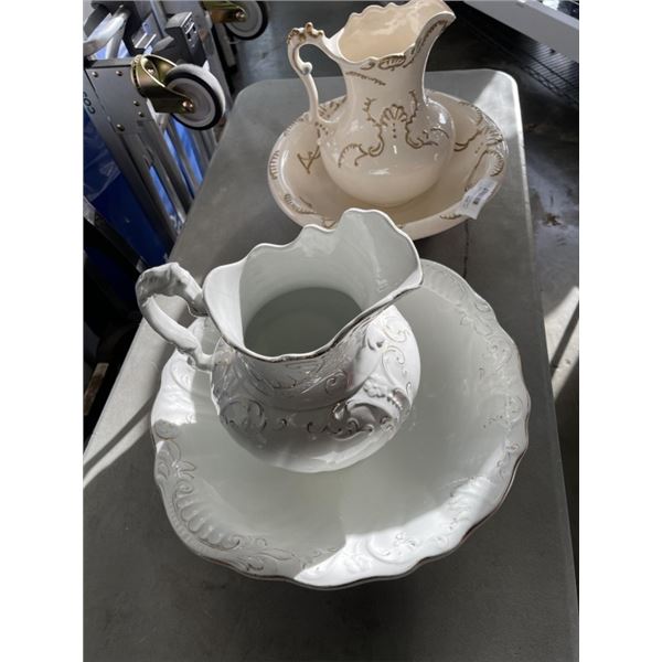 2 ANTIQUE PORCELAIN JUG AND BOWL SETS