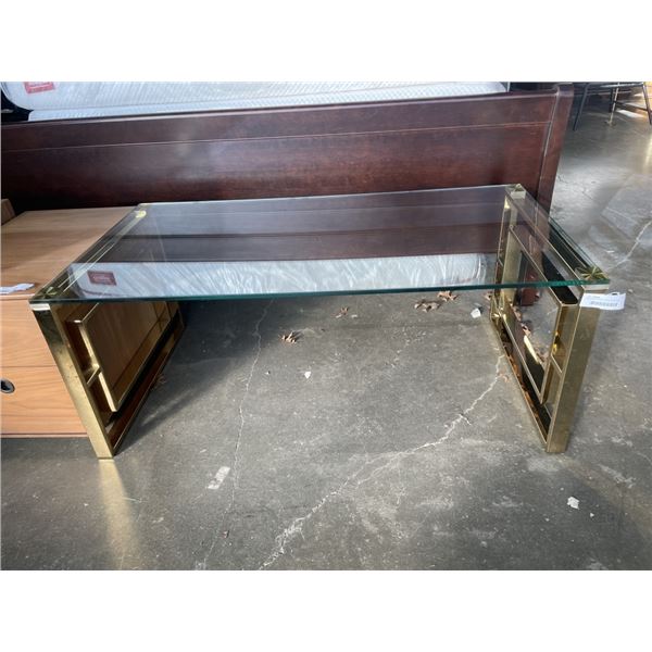 NEW BRASS AND GLASS COFFEE TABLE