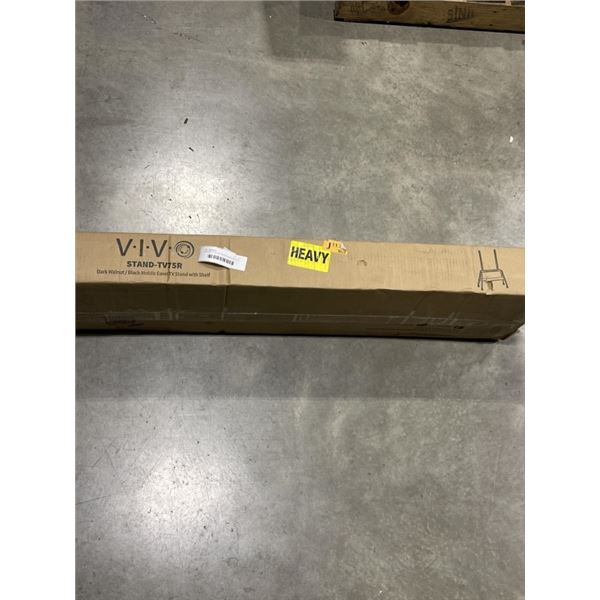 VIVO DARK WALNUT \BLACK MOBILE EASEL TV STAND WITH SHELF