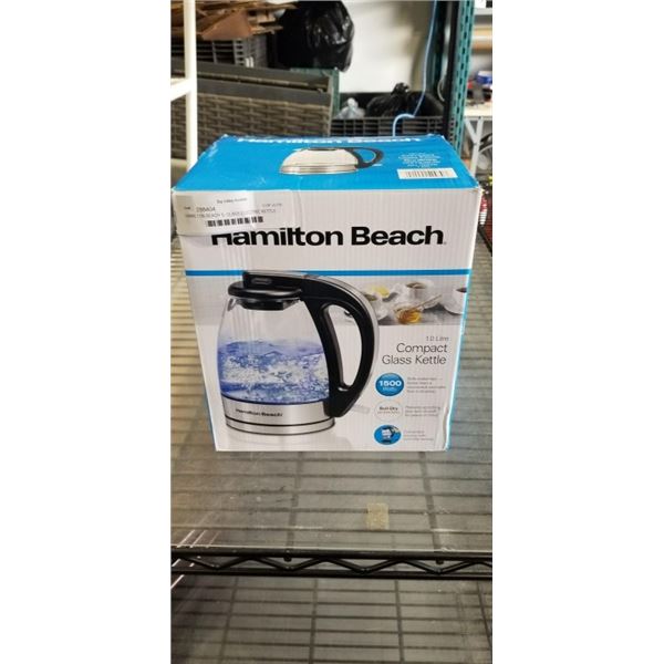HAMILTON BEACH 1L GLASS ELECTRIC KETTLE - TESTED WORKING