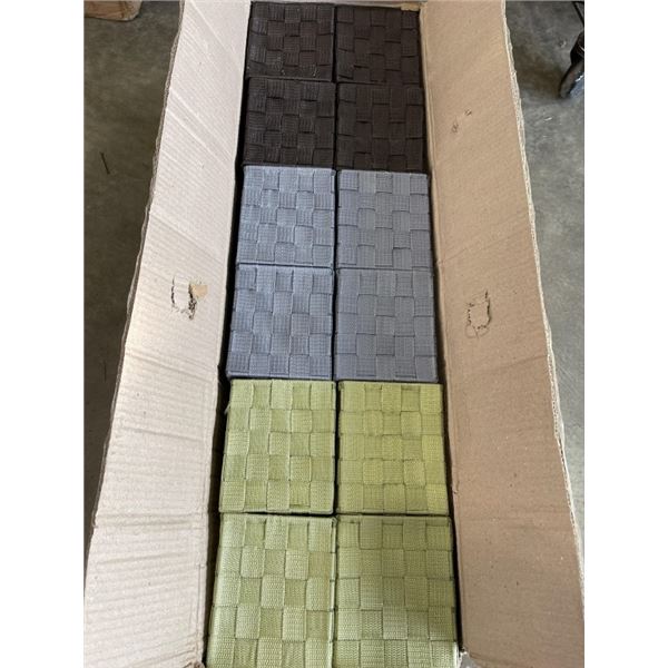 24 NEW FABRIC STORAG BINS, ASSORTED COLORS