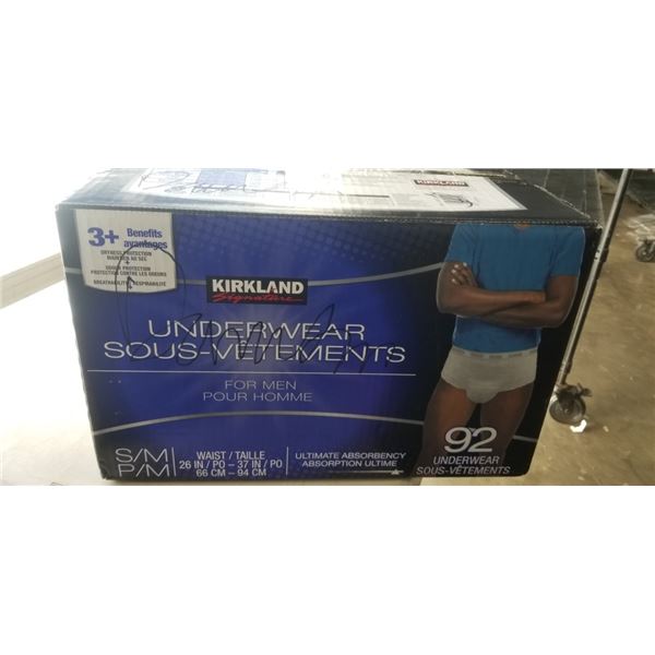 BOX OF MENS S/M DEPENDS UNDERWEAR