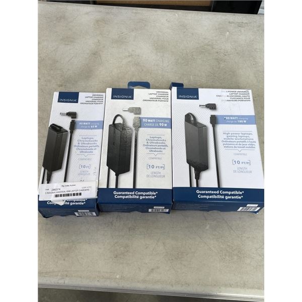 3 INSIGNIA UNIVERSAL 65W LAPTOP CHARGERS