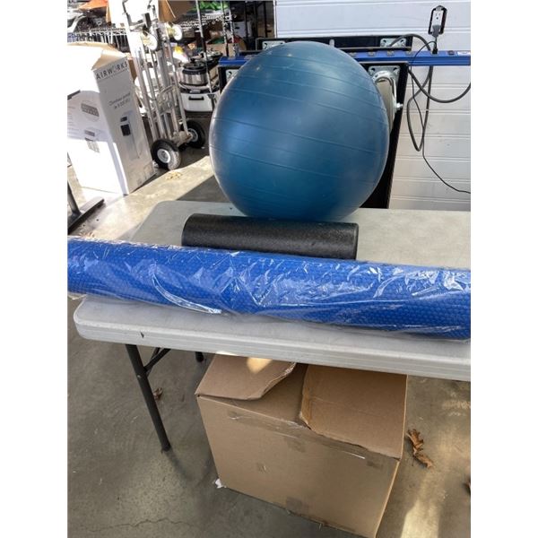 2 FOAM ROLLERS AND EXERCISE BALL