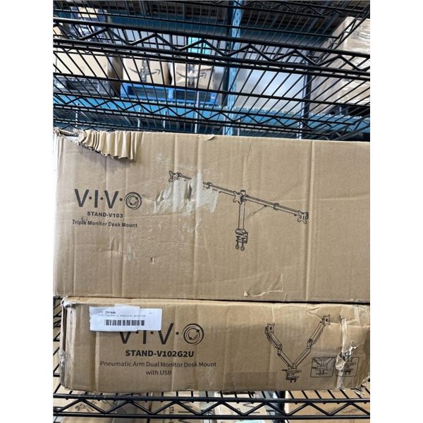 VIVO PNEUMATIC ARM DUAL MONITOR DESK MOUNT WITH USB, AND VIVO TRIPLE MONITOR DESK MOUNT