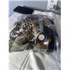 Image 5 : 2 BAGS LARGE AND SMALL MISC JEWELRY AND PART, WATCHES, CHAINS ETC