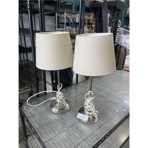 PAIR OF CHROME TABLE LAMPS