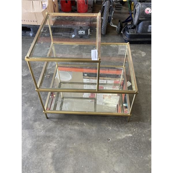 BRASS AND GLASS 2 TIER END TABLE