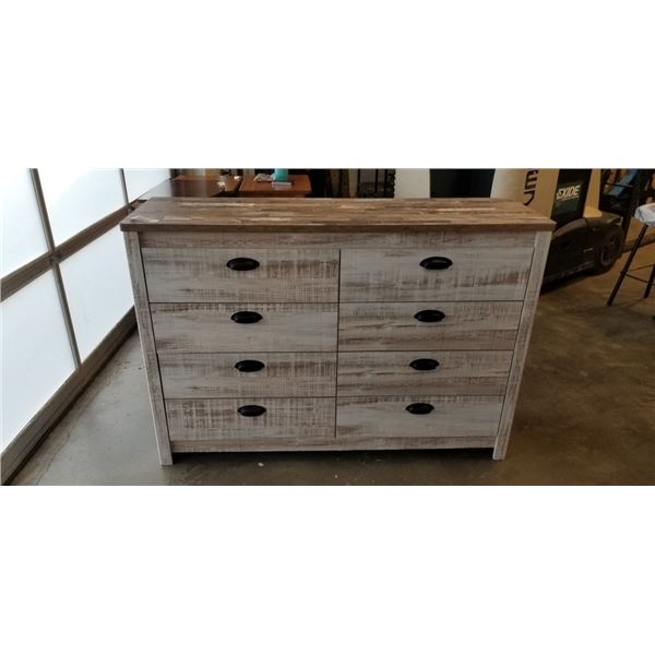 RUSTIC LOOK 8 DRAWER DRESSER, AS NEW