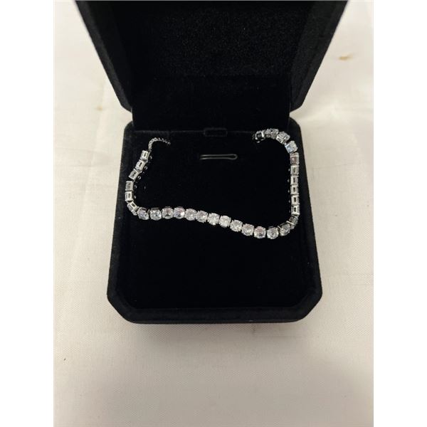 NEW PLATINUM PLATED 4.0MM TENIS BRACELET, ADJUSTABLE 5" TO 10" LONG