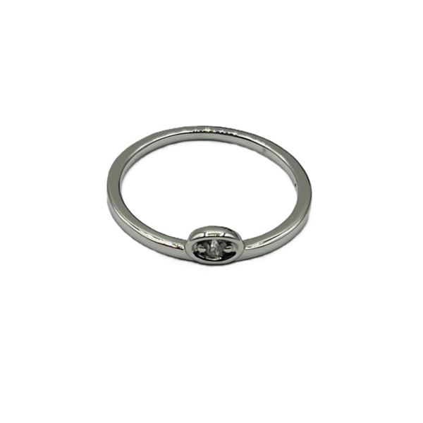 10KT WHITE GOLD NATURAL DIAMOND (0.07CT) RING, SIZE 7, W/A $1175.00. DIAMOND IS THE BIRTHSTONE FOR A