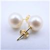 Image 4 : 14KT YELLOW GOLD FRESHWATER PEARL 8X8MM EARRINGS, W/A $875.00.