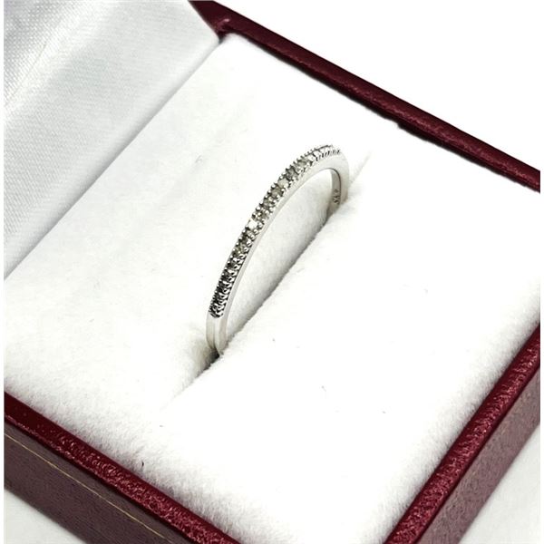 STERLING SILVER NATURAL DIAMOND (0.06CT) BAND, SIZE 7, W/A $345.00. DIAMOND IS THE BIRTHSTONE FOR AP