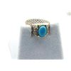Image 1 : 9KT YELLOW, WHITE AND ROSE GOLD NATURAL TURQUOISE (1.20CT) MESH STYLE RING,  W/A $850.00.