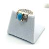 Image 4 : 9KT YELLOW, WHITE AND ROSE GOLD NATURAL TURQUOISE (1.20CT) MESH STYLE RING,  W/A $850.00.
