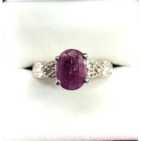 STERLING SILVER NATURAL RUBY (1.40CT) RING, SIZE 7, W/A $585.00. RUBY IS THE BIRTHSTONE FOR JULY.