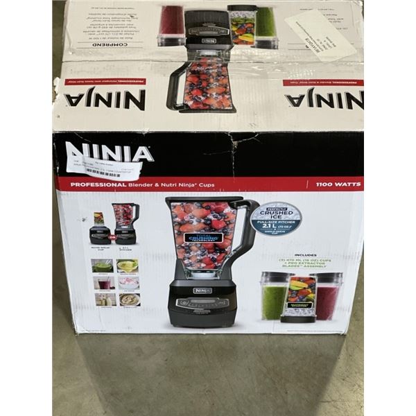 NINJA PROFESSIONAL 2.1L 1100W COUNTERTOP BLENDER W/ NINJA CUPS - TESTED WORKING, RETAIL $189
