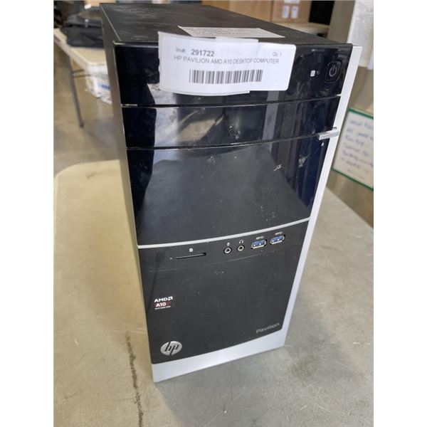 HP PAVILION AMD A10 DESKTOP COMPUTER WITH WINDOWS 10 UPDATES, READY TO USE