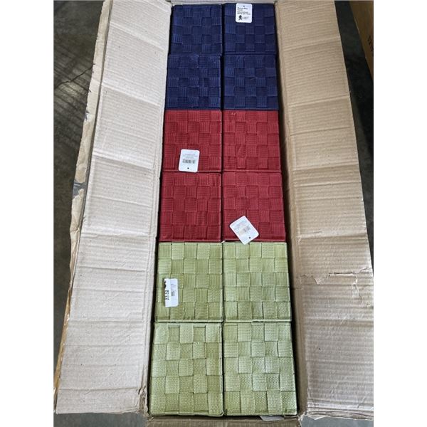 24 NEW FABRIC STORAG BINS, ASSORTED COLORS