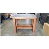 Image 1 : WOOD WITH METAL TOP KITCHEN ISLAND WORKSTATION, 46X30 INCH AND 38 INCH TALL