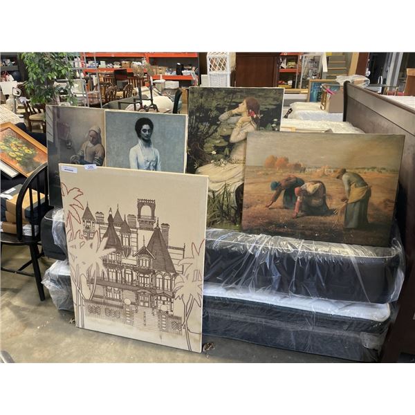 LOT OF VINTAGE CANVAS ARTWORKS