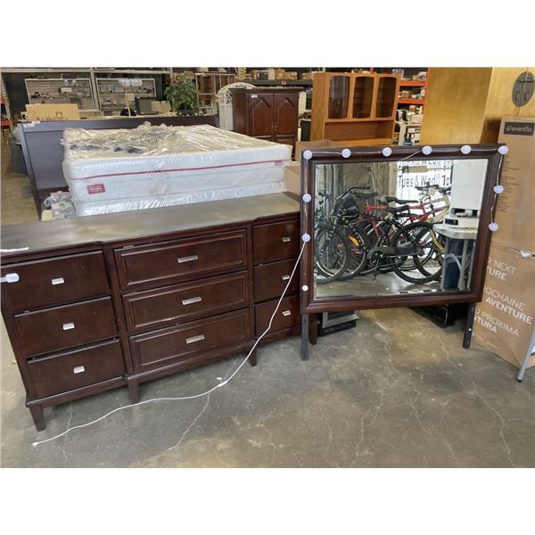 ASHLEY FURNITURE MILLENIUM SERIES 9 DRAWER DRESSER, TOP HAS BEEN REFINISHED