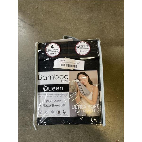 BRAND NEW BLACK BAMBOO LUX ULTRA SOFT QUEENSIZE SHEET SET - COOLING AND HEALTHCARE APPROVED - EXTRA 