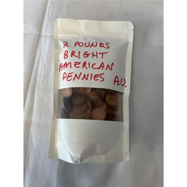 2 LBS BRIGHT AMERICAN PENNIES