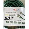 Image 2 : AS NEW 50FT INDOOR OUTDOOR 3 WIRE GROUNDED HEAVY DUTY LIGHTED EXTENSION CORD, GREEN, 10AWG