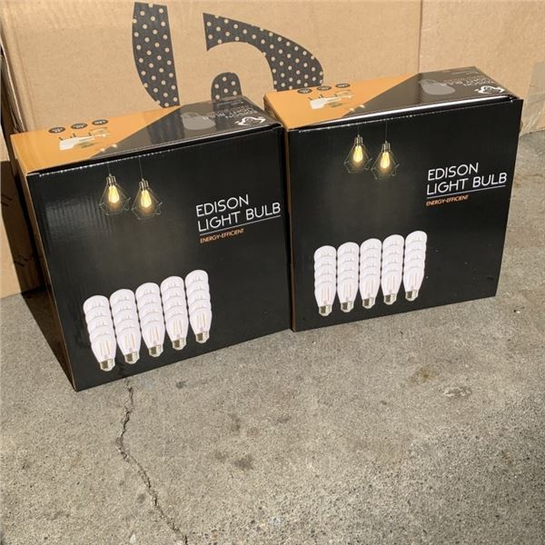 TWO BOXES OF BERELLI S14 2700K E26 STANDARD SOCKET EDISON LIGHT BULBS 25 COUNT PER BOX RETAIL $180