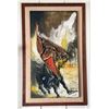 Image 1 : Original Artwork on Canvas, Bullfight Mixed Media by Ernie Ransom, 30" x 48" Framed